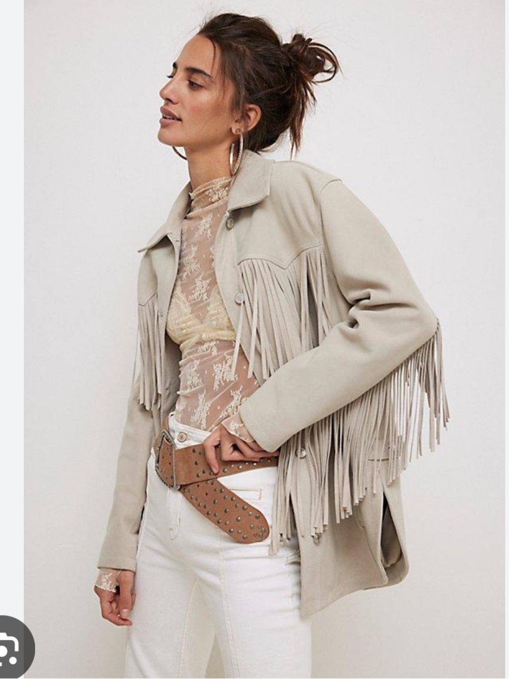 We The Free free people genuine real Fringe out Suede Jacket $598 retail
